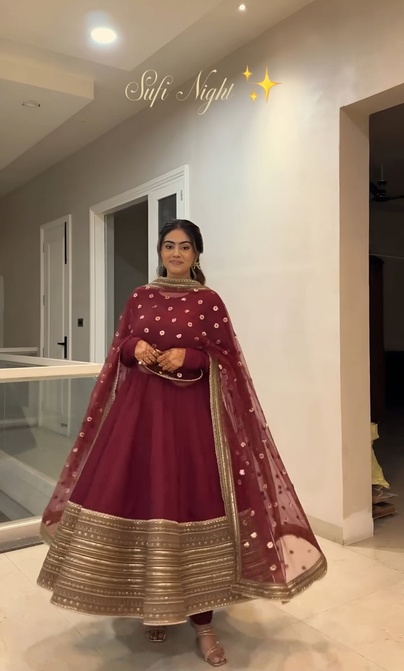 Jahnvi Maroon Magic Anarkali Set