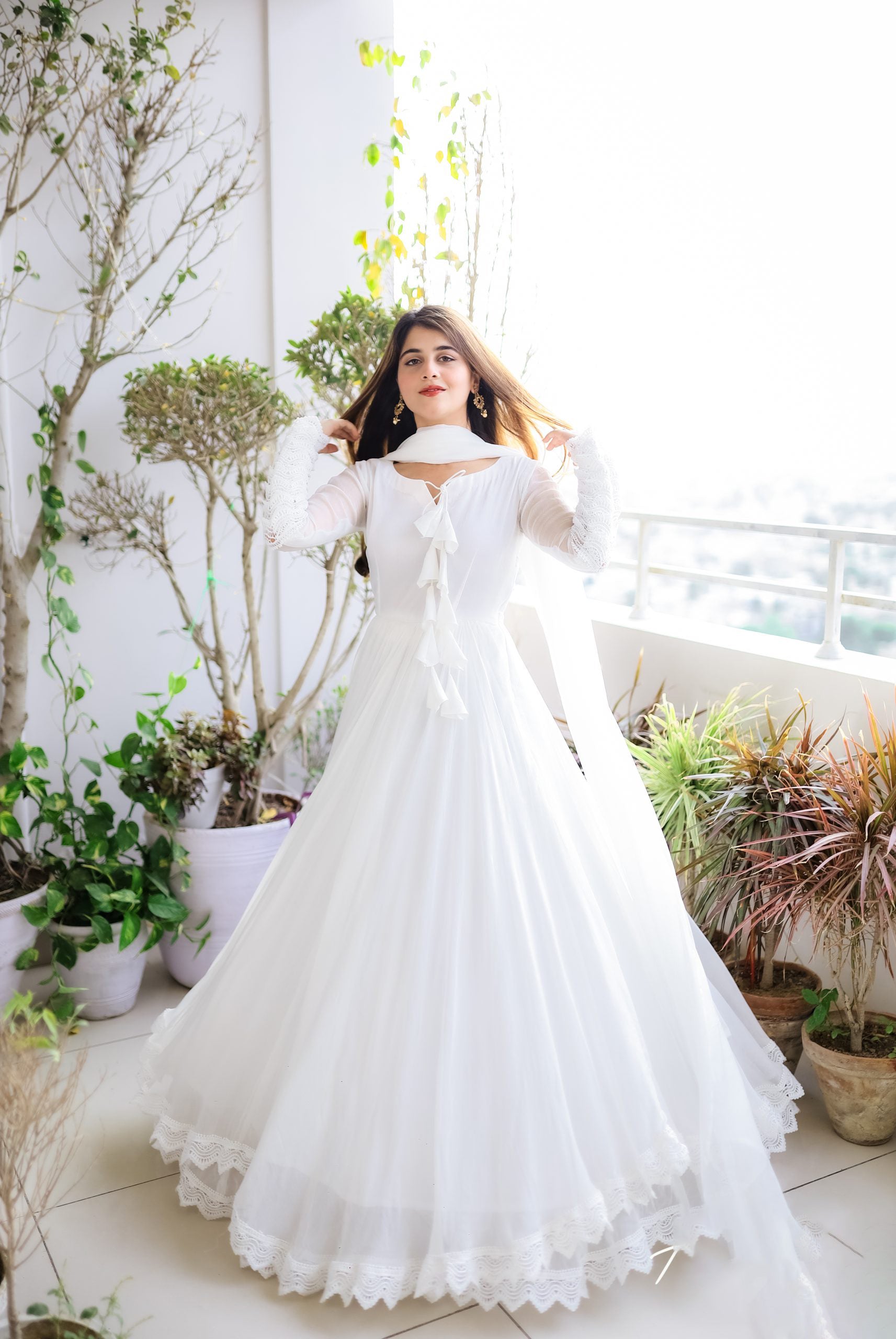 Glorious White Color Lace Work Lovely Long Gown – subhvastra Glorious White Color Lace Work Lovely Long Gown – subhvastra
