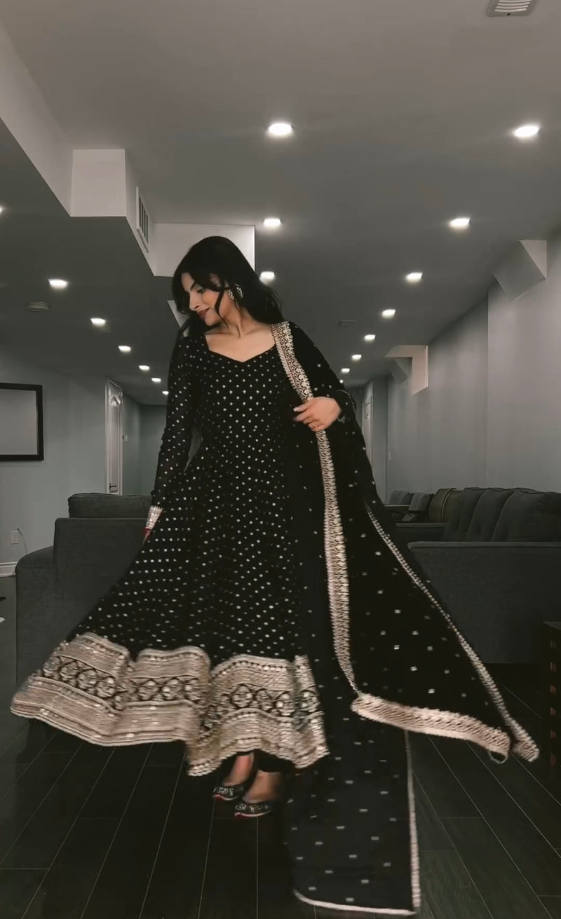 Barkha’s Black Coloured Anarkali Suit Set