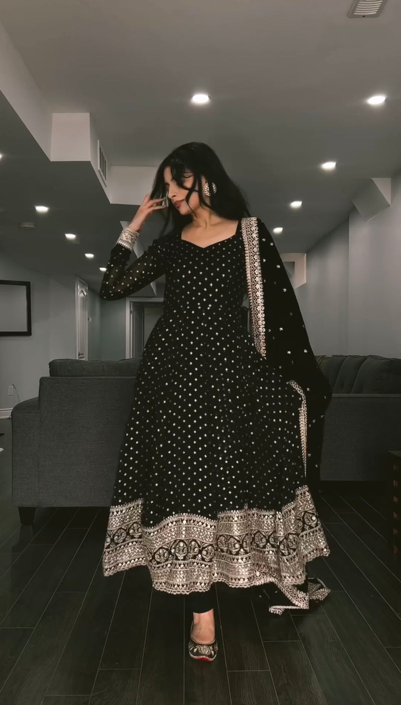 Barkha’s Black Coloured Anarkali Suit Set