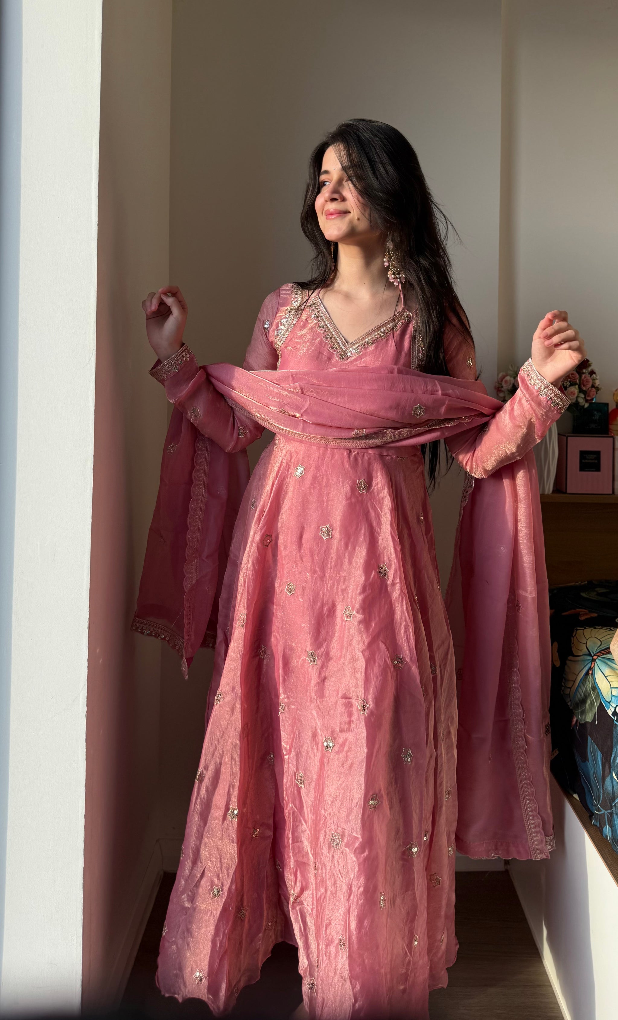 Gunjan Kunwar Pink Ethnic Anarkali Suit Set