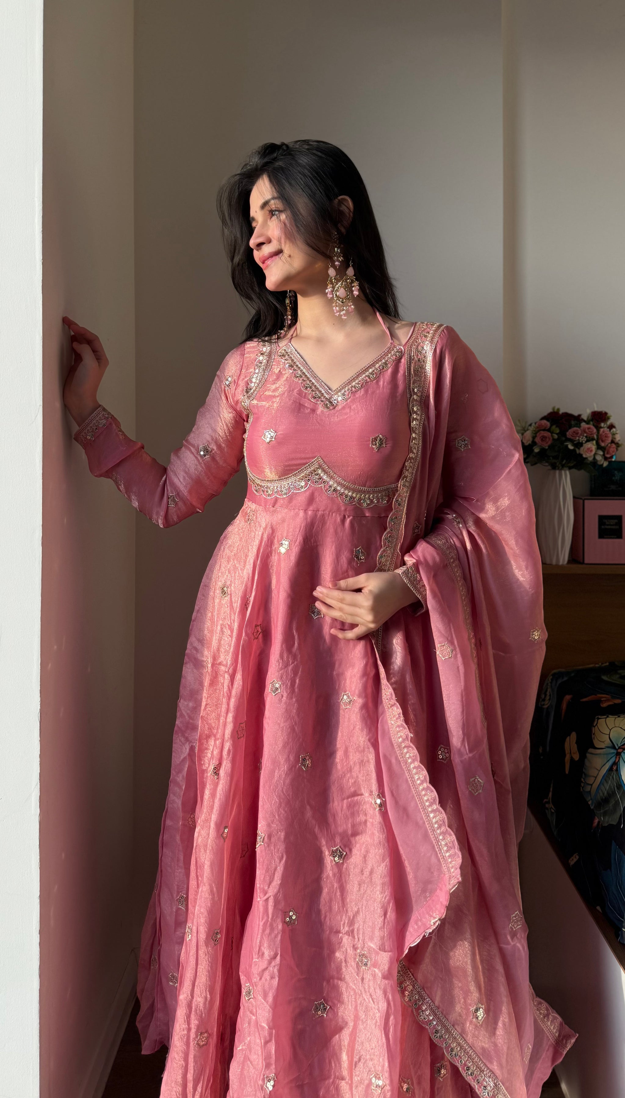 Gunjan Kunwar Pink Ethnic Anarkali Suit Set