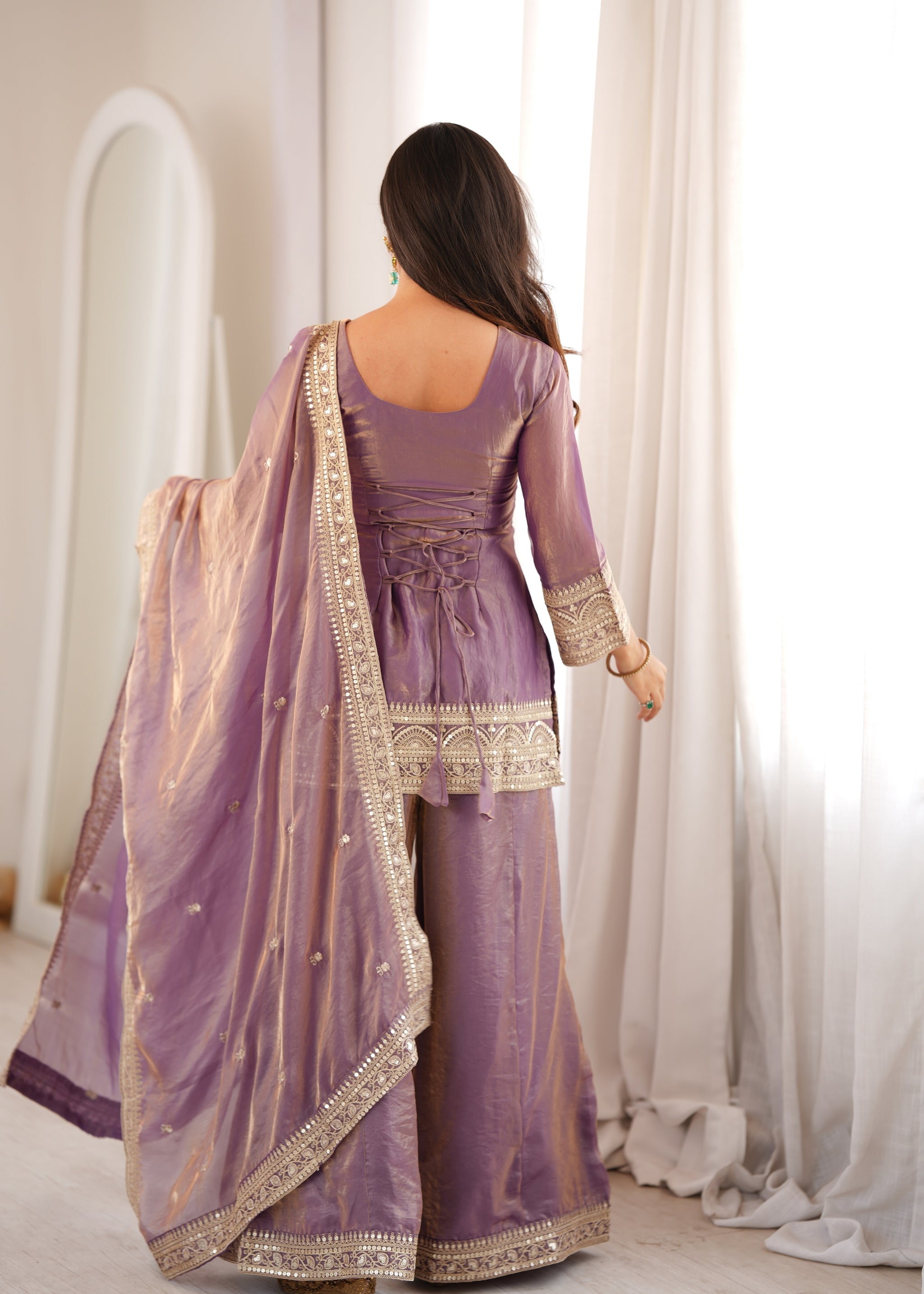 Dusty Pink Color Fendi Silk Embroidered Suit