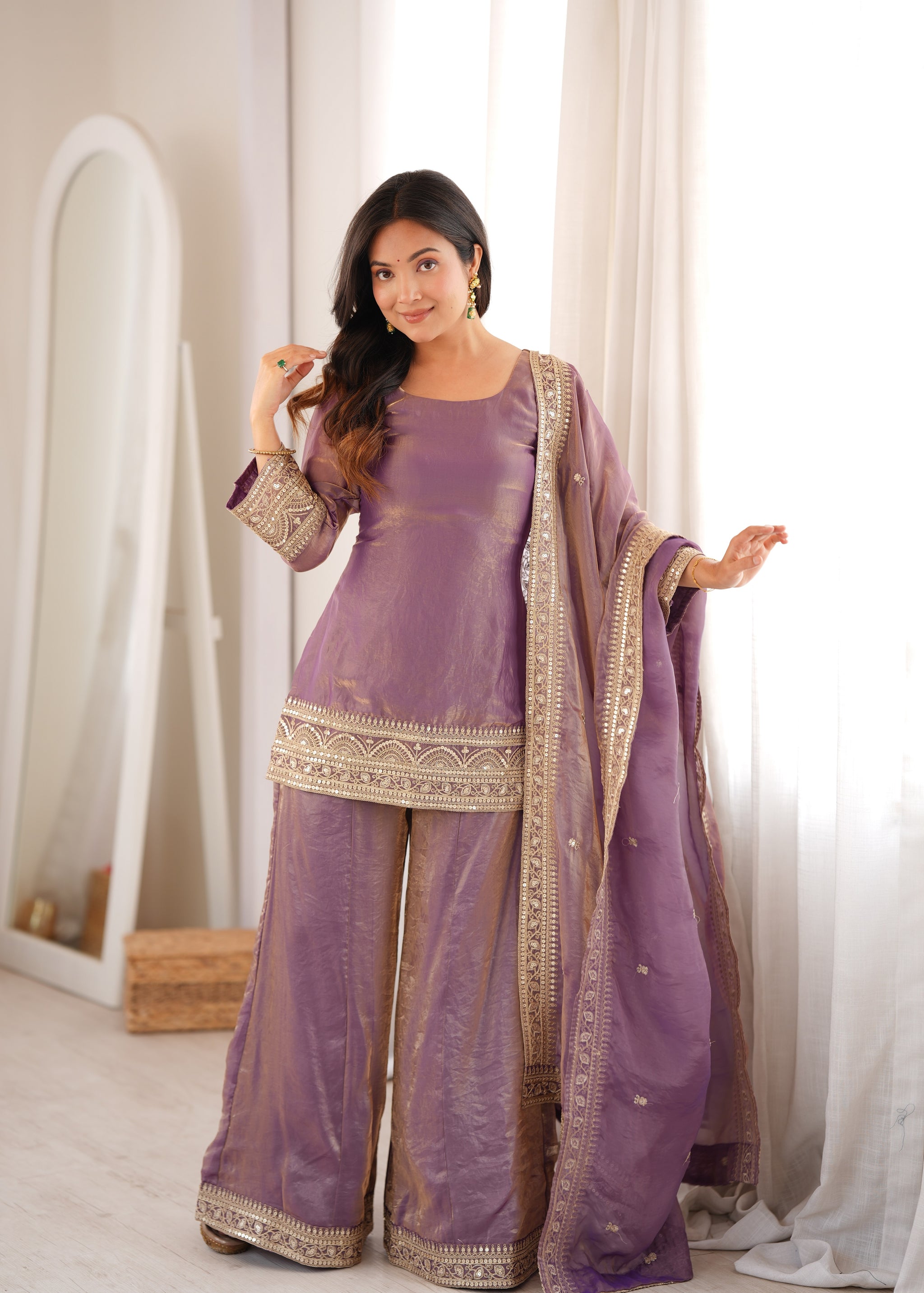 Dusty Pink Color Fendi Silk Embroidered Suit