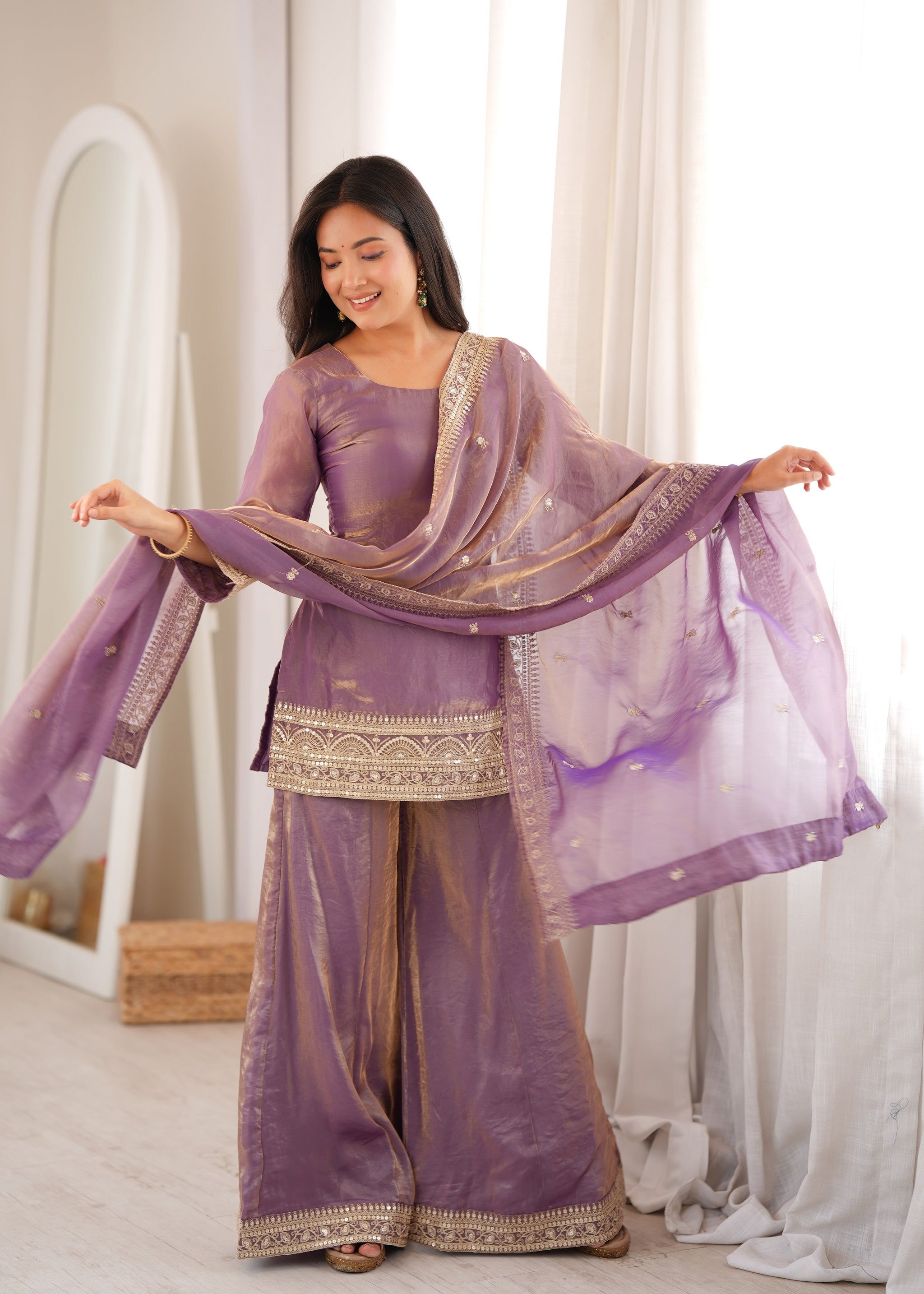 Dusty Pink Color Fendi Silk Embroidered Suit