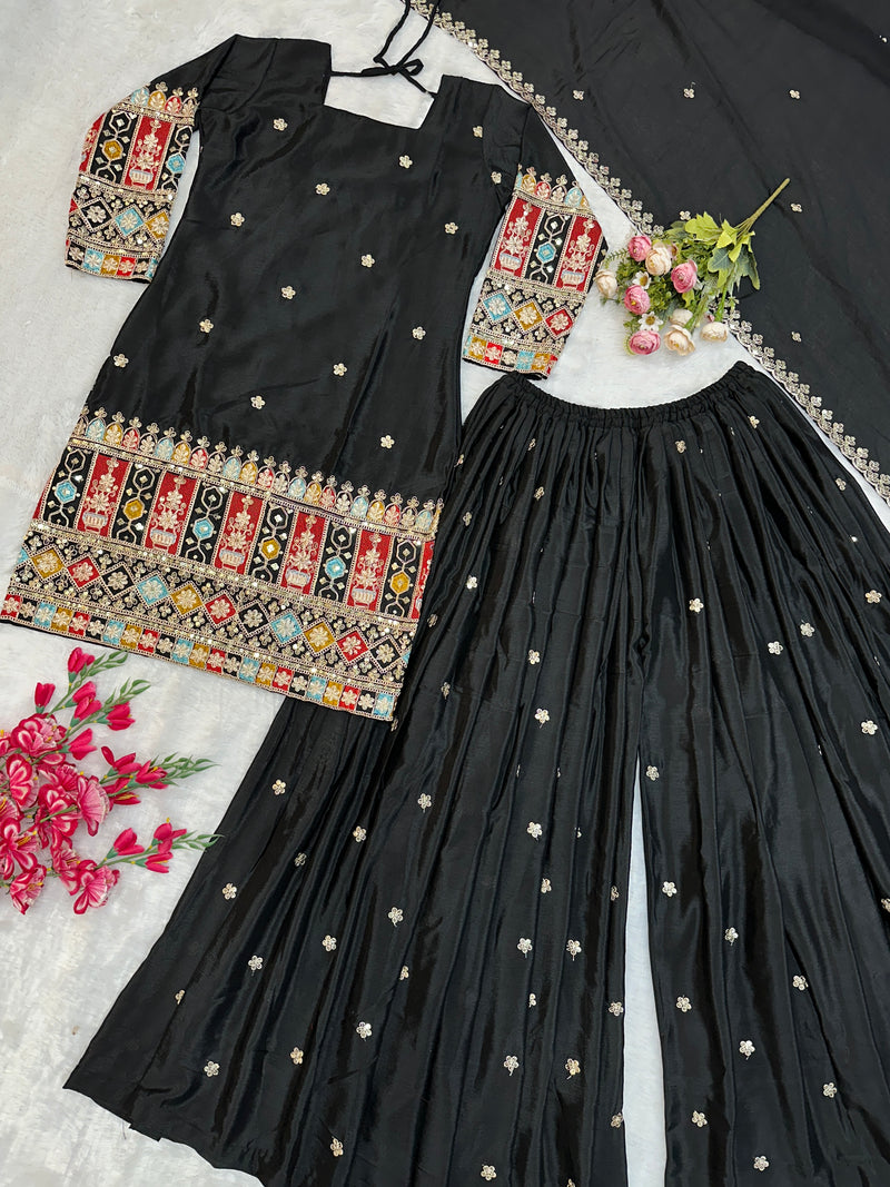 Khushi Silk Heavy Work Off White Sharara Set