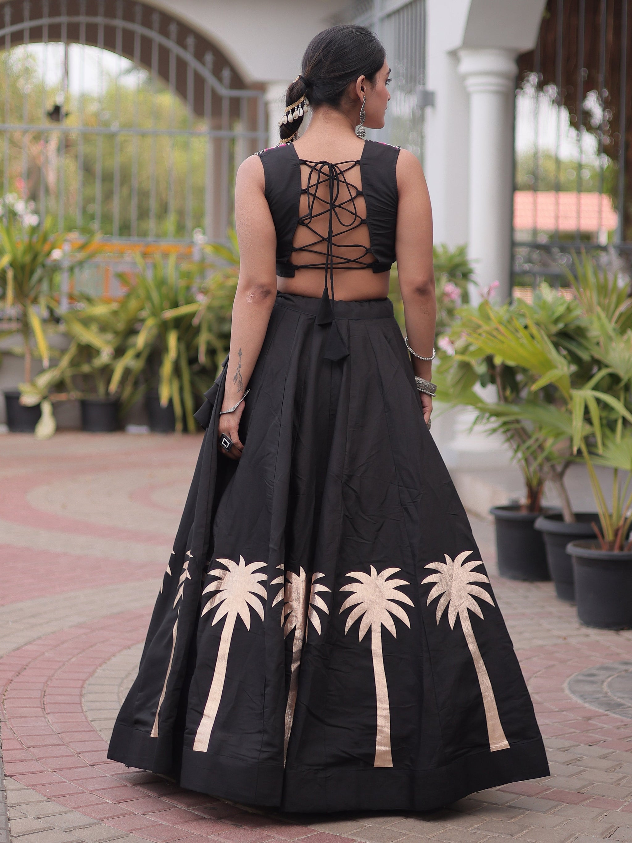 Gorgeous Black Gota Work Silk Navratri Wear Lehenga Choli