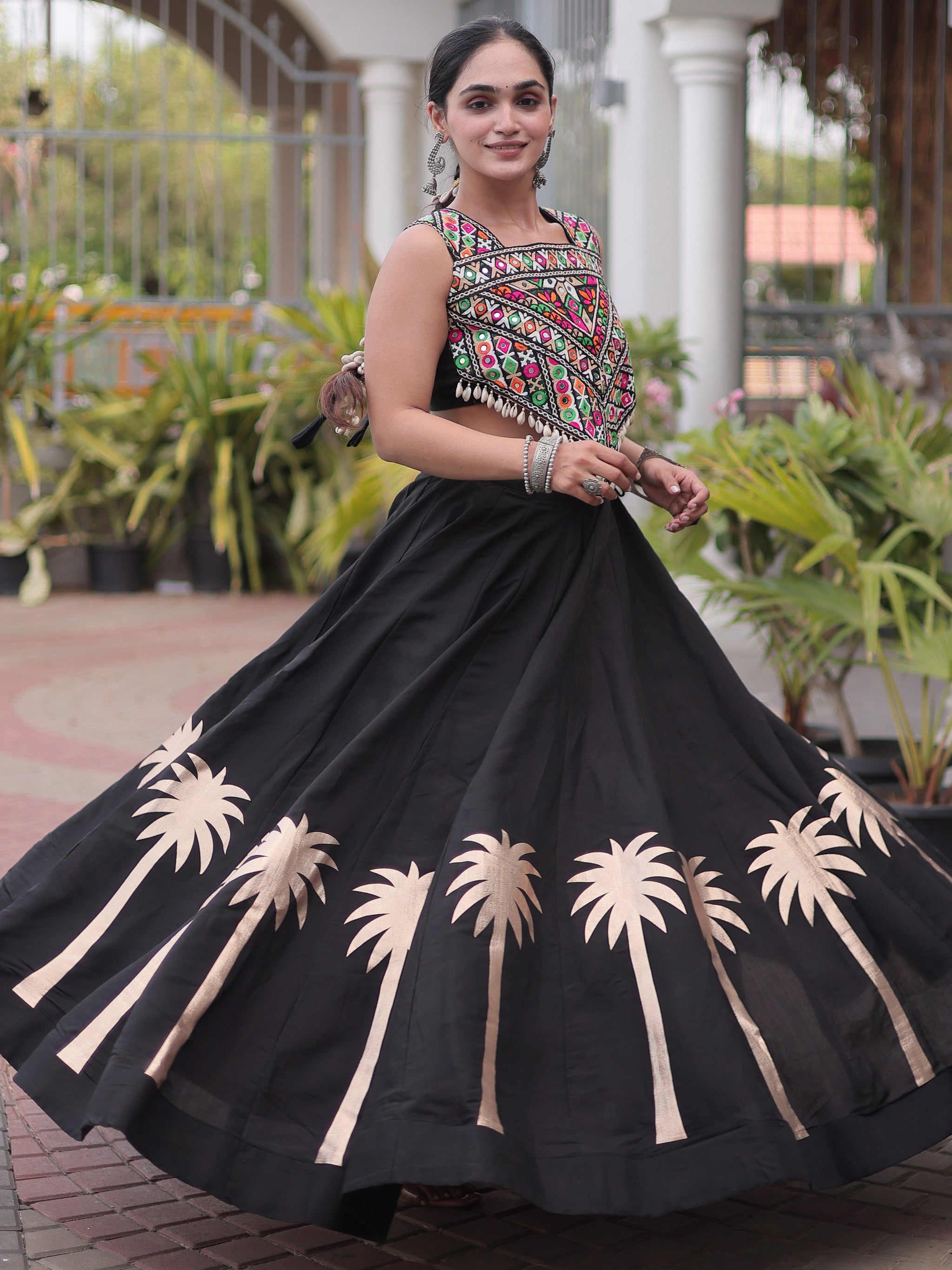 Gorgeous Black Gota Work Silk Navratri Wear Lehenga Choli