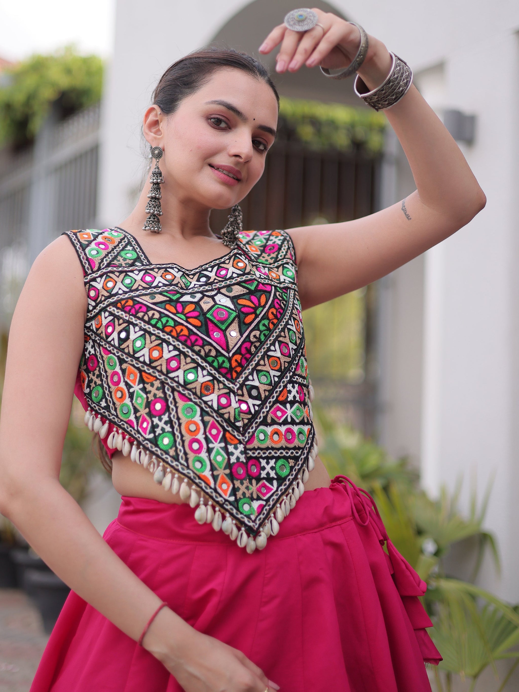 Pretty Rani Pink Gota Work Silk Navratri Special Lehenga Choli