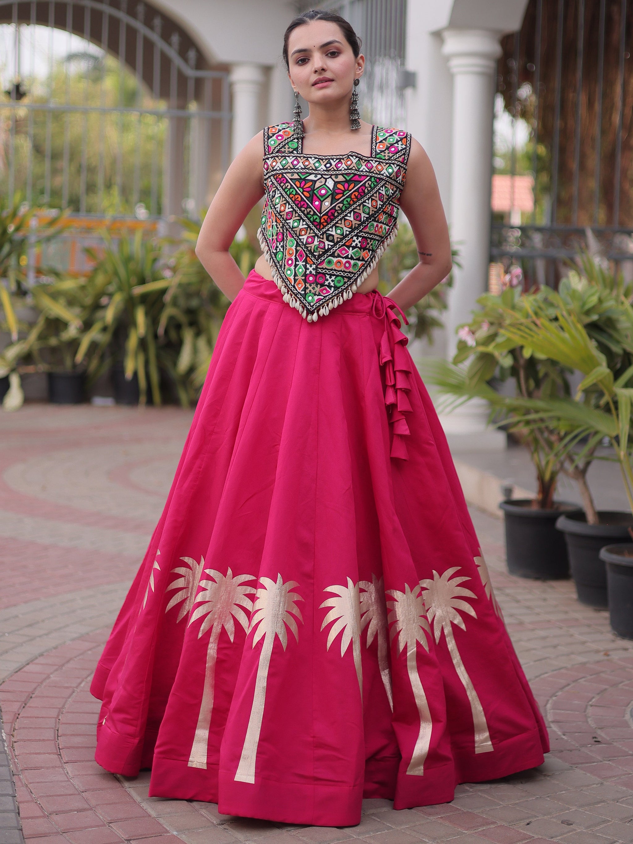 Pretty Rani Pink Gota Work Silk Navratri Special Lehenga Choli