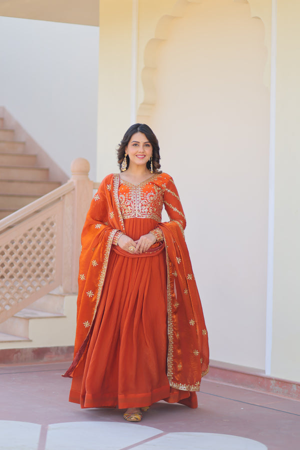 Fenta Color Fendi Embroidered Gown