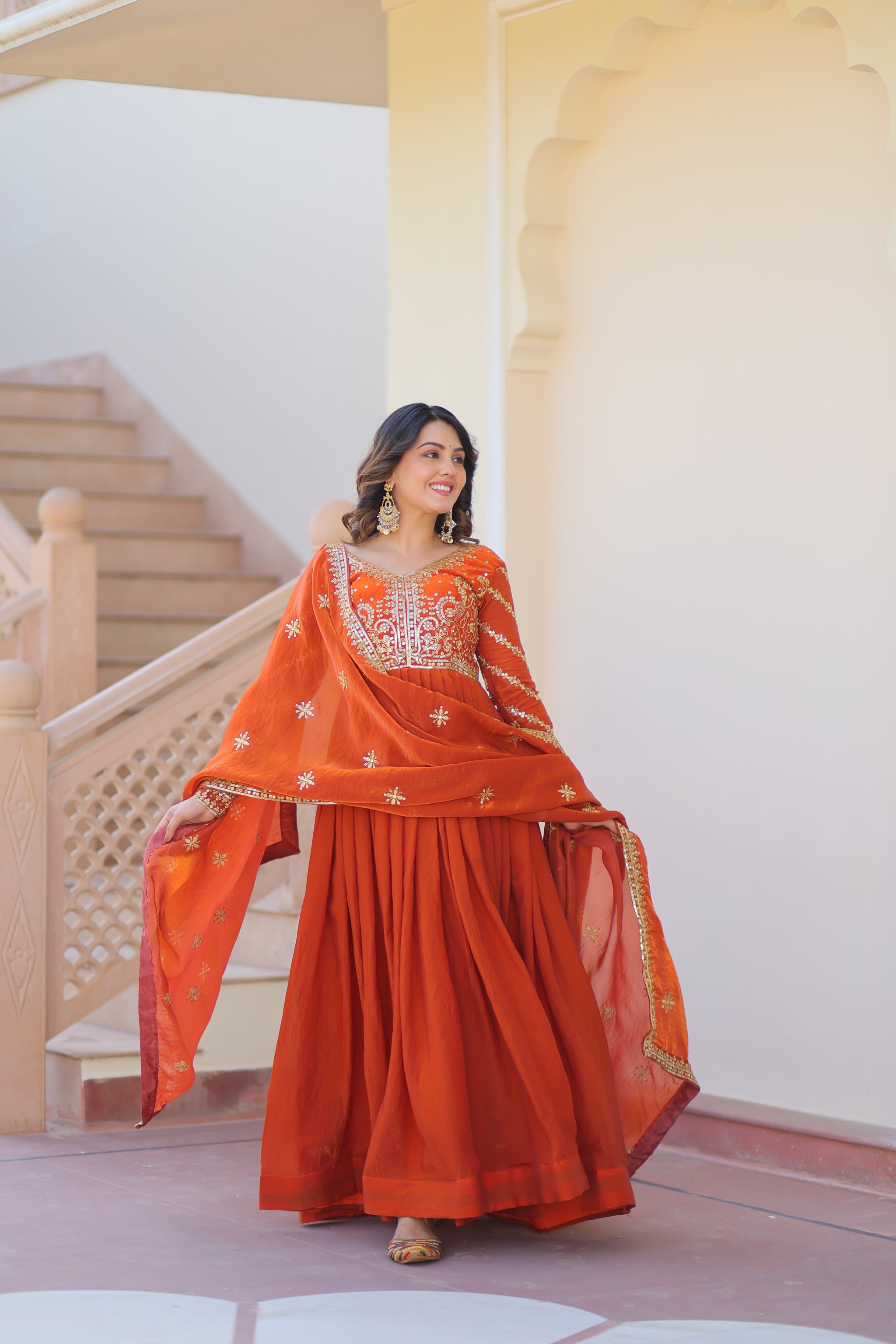 Fenta Color Fendi Embroidered Gown