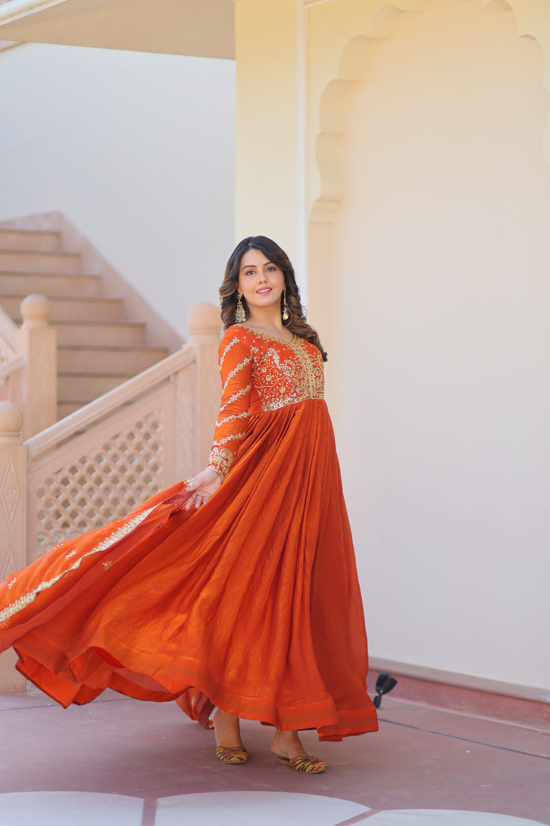 Fenta Color Fendi Embroidered Gown