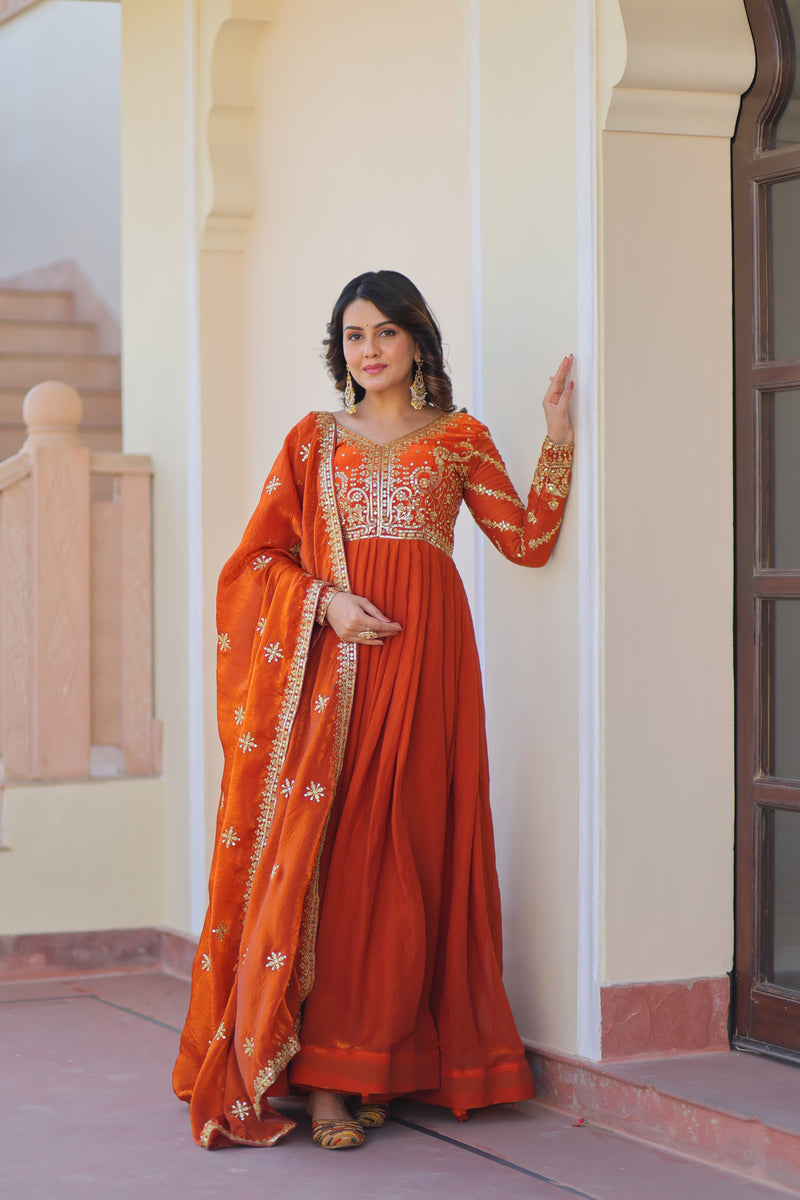 Fenta Color Fendi Embroidered Gown