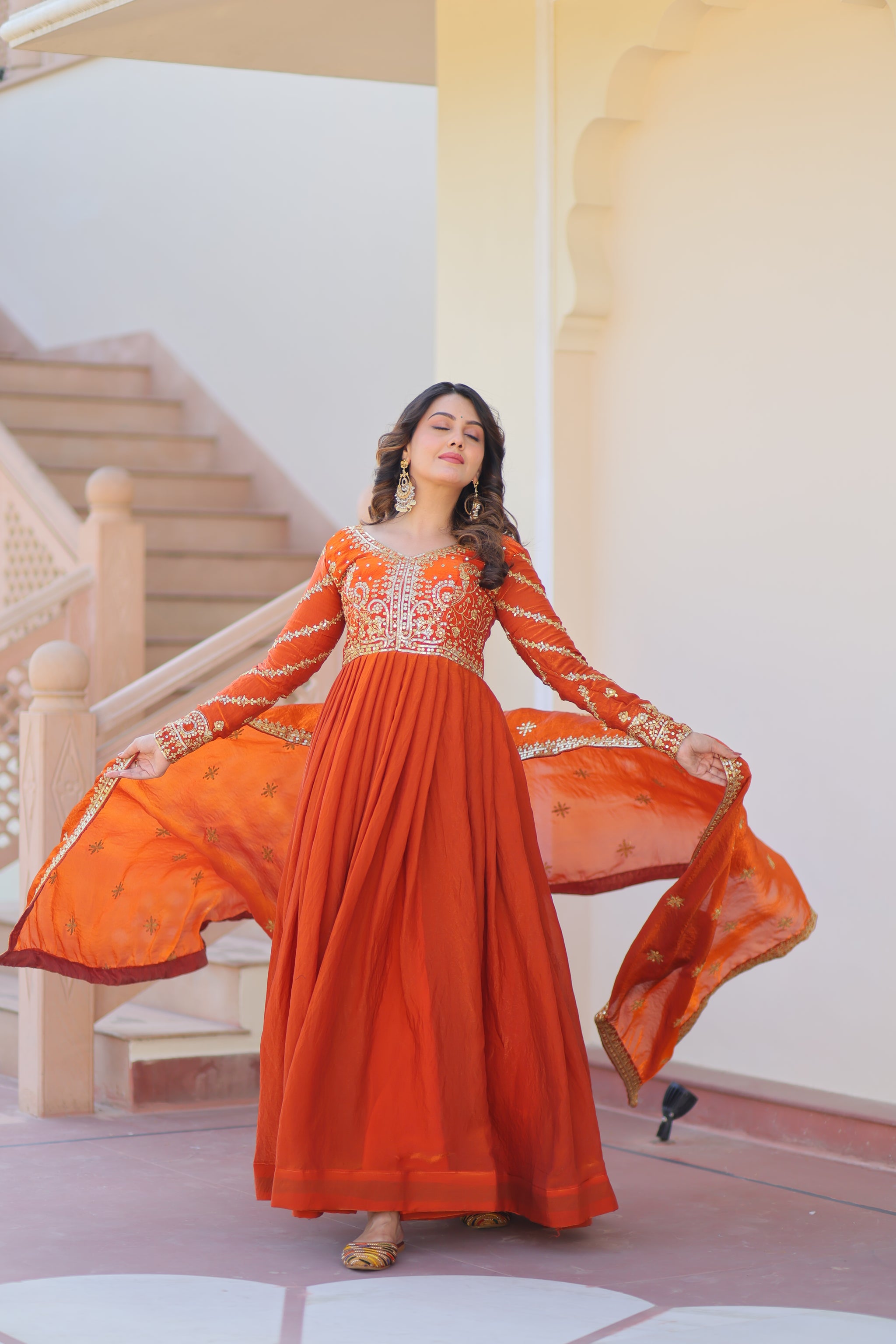 Fenta Color Fendi Embroidered Gown