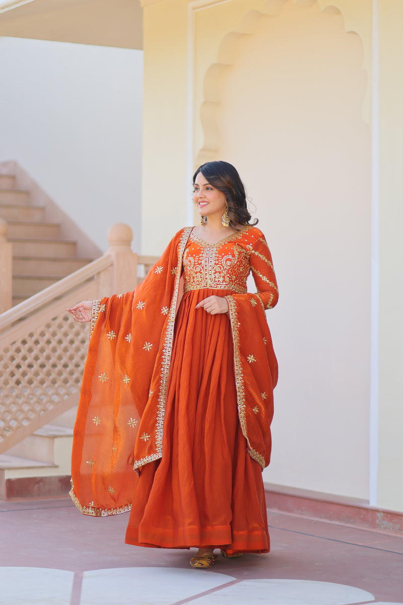 Fenta Color Fendi Embroidered Gown