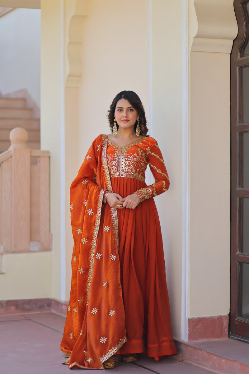 Fenta Color Fendi Embroidered Gown