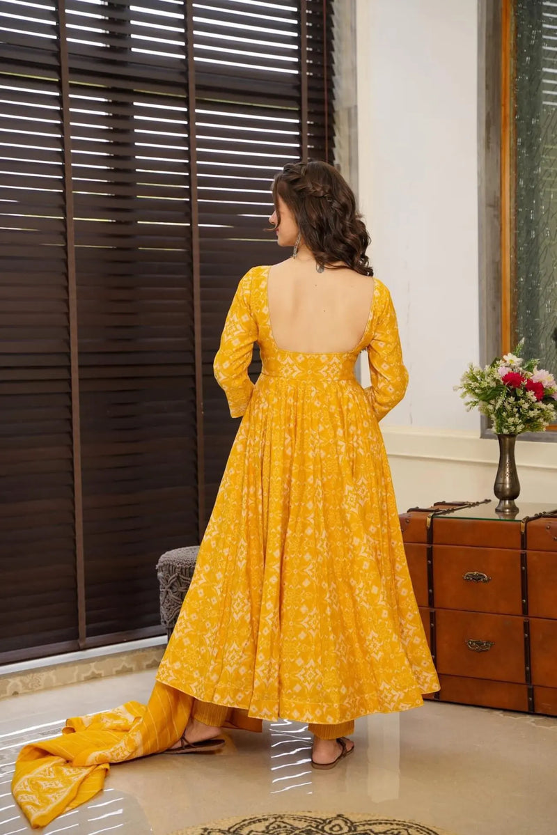 Rutvi Yellow Anarkali Suit Set