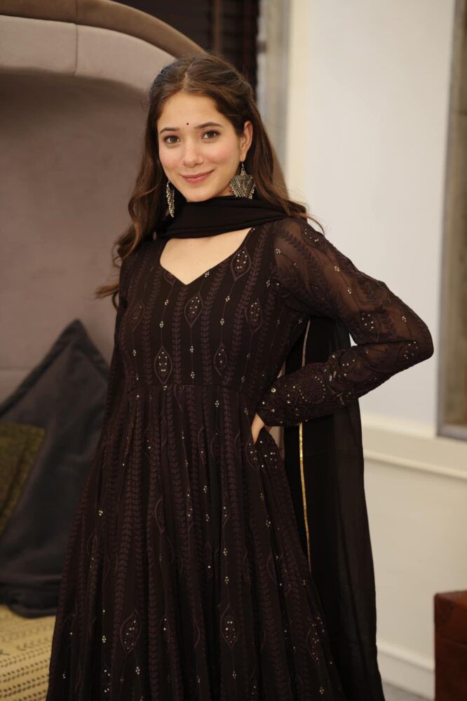 Stylish Black Color Sequence Thread Work Anarkali Gown – subhvastra Stylish Black Color Sequence Thread Work Anarkali Gown – subhvastra
