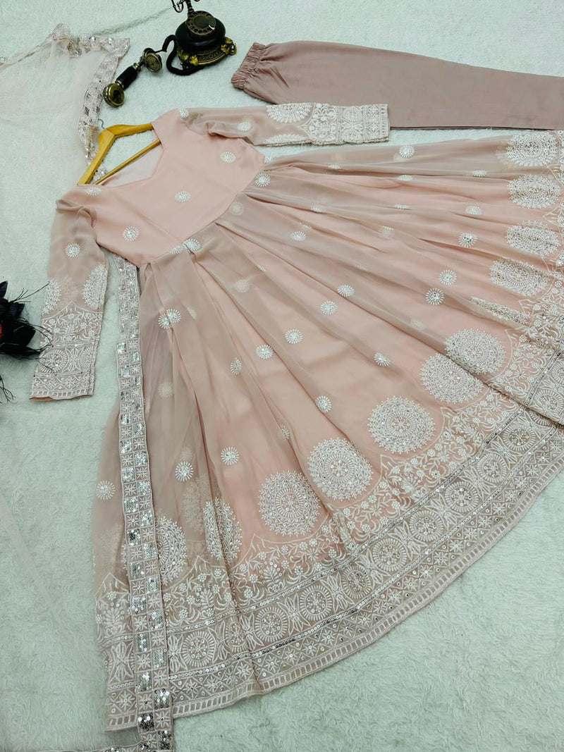 New Peach Pink Floral Printed Anarkali Dress for Summer Wear, Georgette  Anarkali Suit, Anarkali Gown, Party Wear Dress,dress for Summer Wear - Etsy  Norway