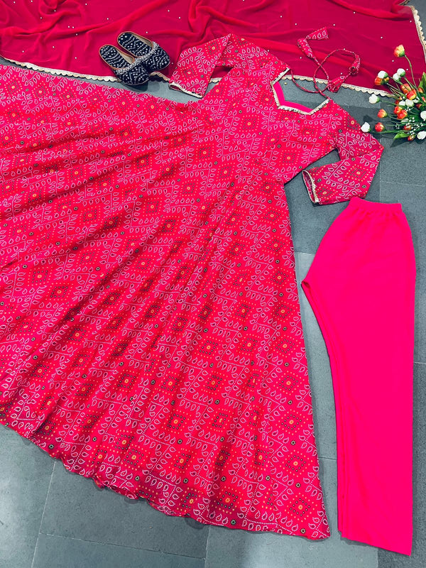 Digital Print Pink Color Awesome Anarkali Gown