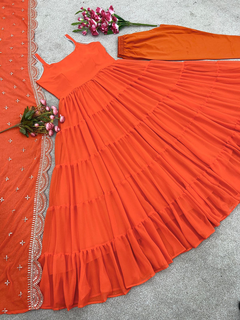 Buy Orange Poplin Cotton V Neck Draped Gown For Women by Zwaan Online at  Aza Fashions.