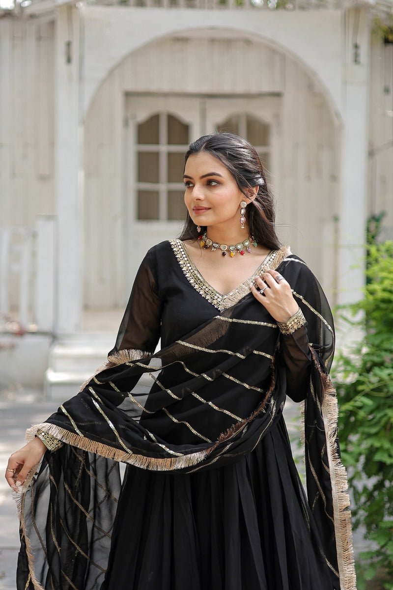 Captivating Black Color Gown With Ravishing Dupatta subhvastra Captivating Black Color Gown With Ravishing Dupatta subhvastra
