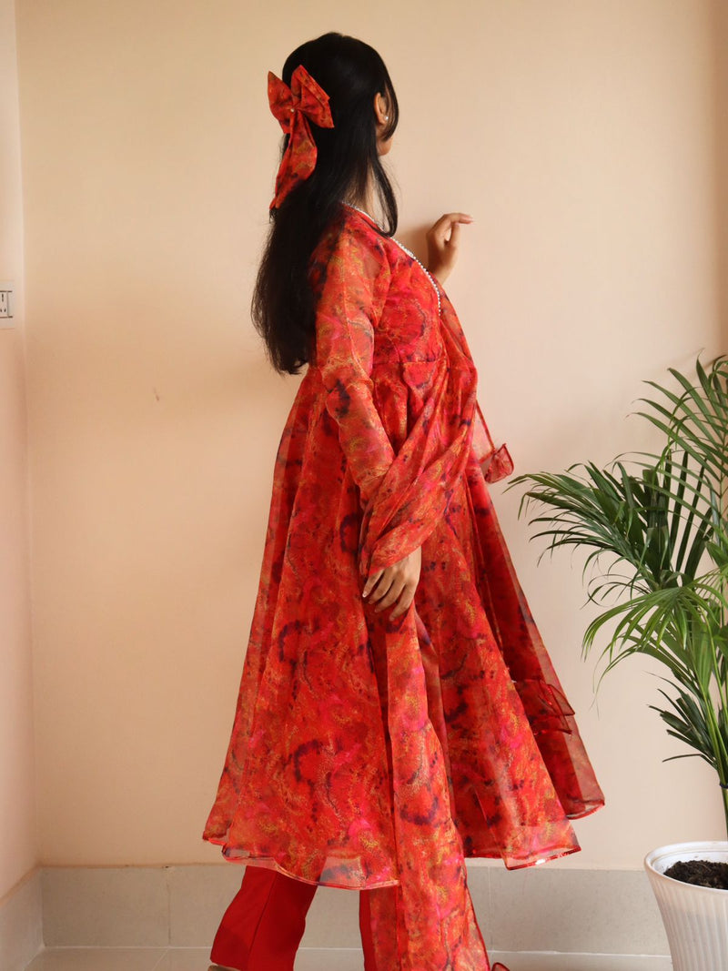 Fabulous Red Color Digital Printed Anarkali suit