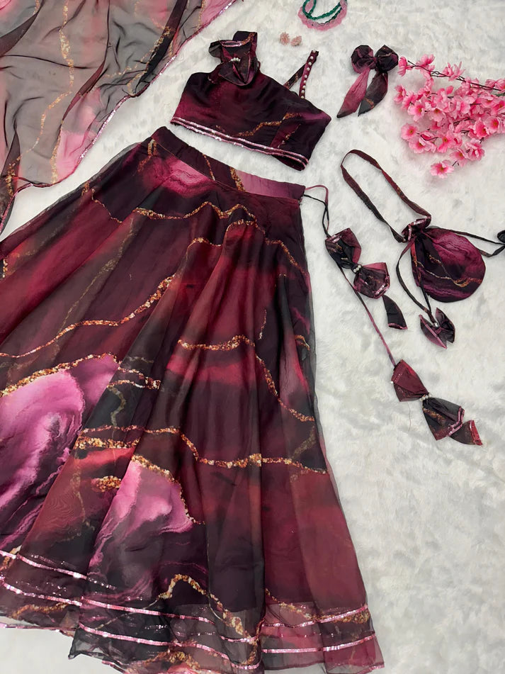 Superhit Wine Color Lehenga With Decent Blouse