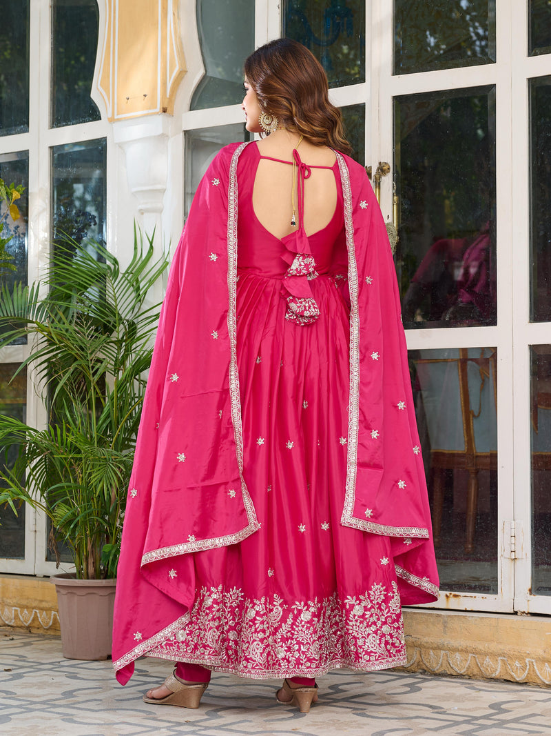 Pink Color American Silk Thred with Sequnce work Gown