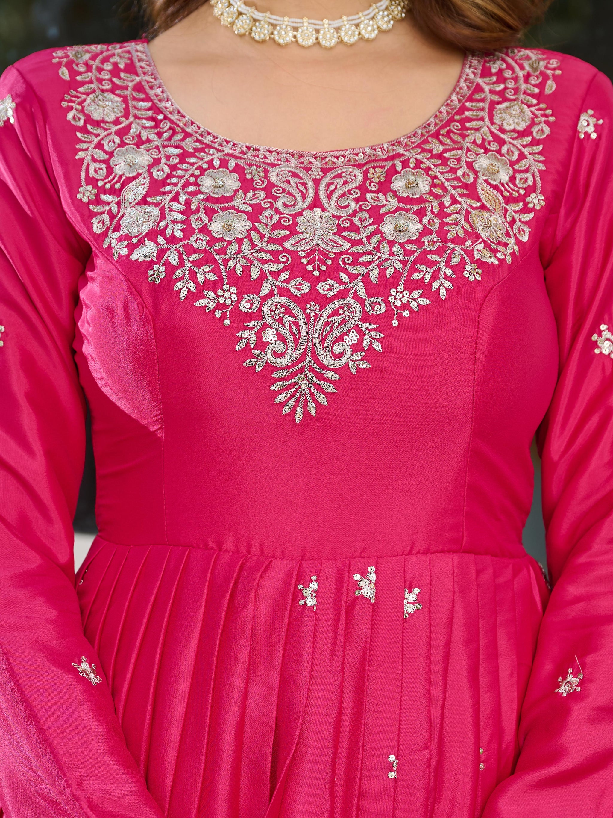 Pink Color American Silk Thred with Sequnce work Gown