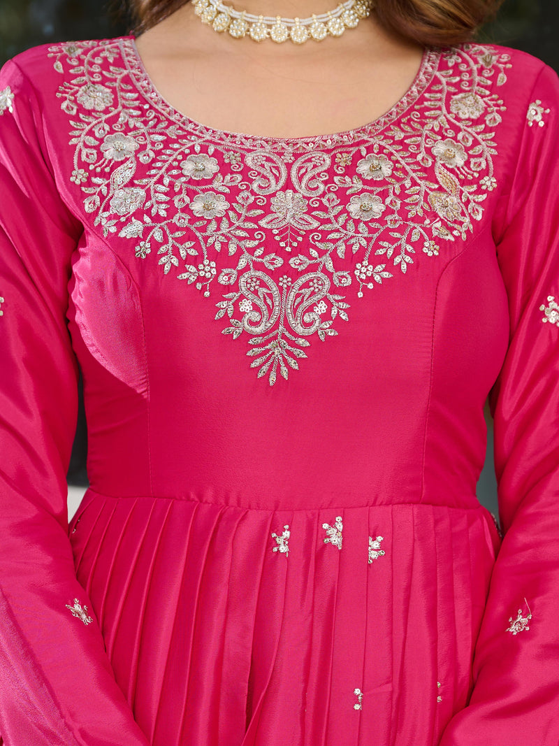 Pink Color American Silk Thred with Sequnce work Gown