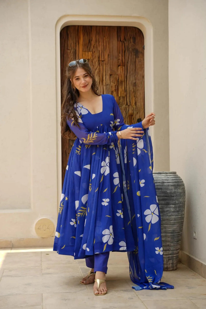 Floral Georgette Anarkali Suit Set subhvastra