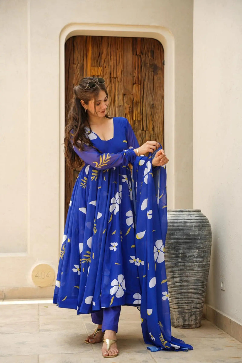 Floral Georgette Anarkali Suit Set