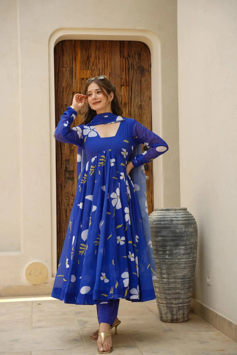 Floral Georgette Anarkali Suit Set