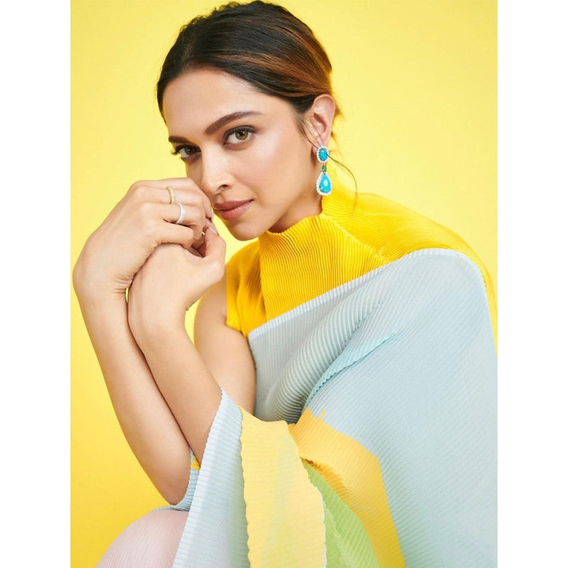 Deepika Padukone Crushed Soft Pure Georgette With Digital Print Celebrity Saree