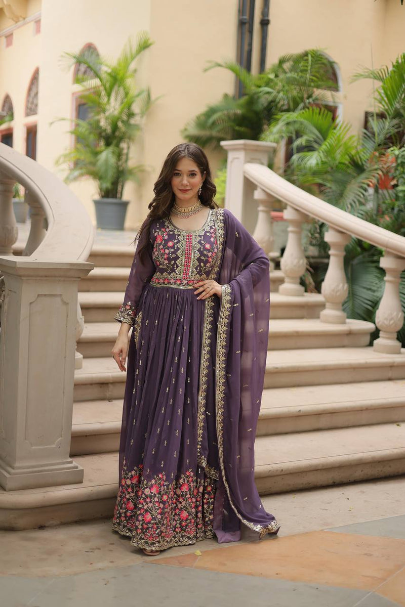 Designer Lavender Color Three Piece Sharara Suit