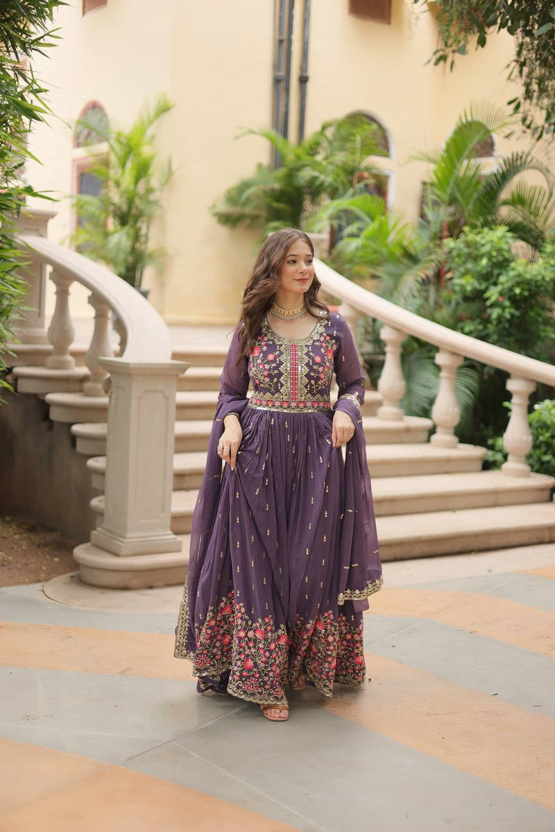 Designer Lavender Color Three Piece Sharara Suit