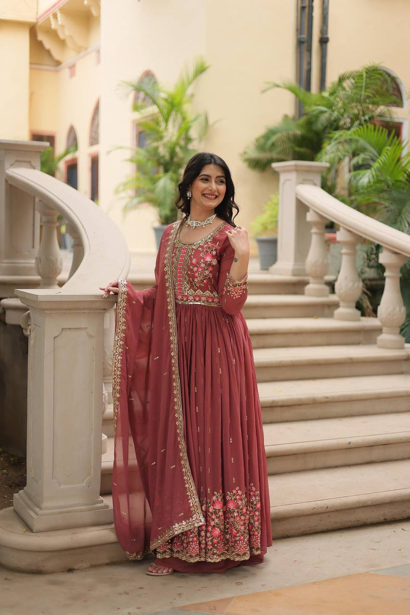 Designer Peach Color Three Piece Sharara Suit