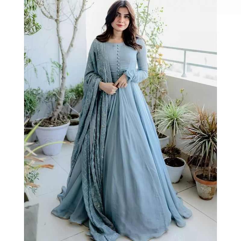 Designer Georgette Plain Long Gown at Rs.650/Piece in surat offer by Fedex  Fashion