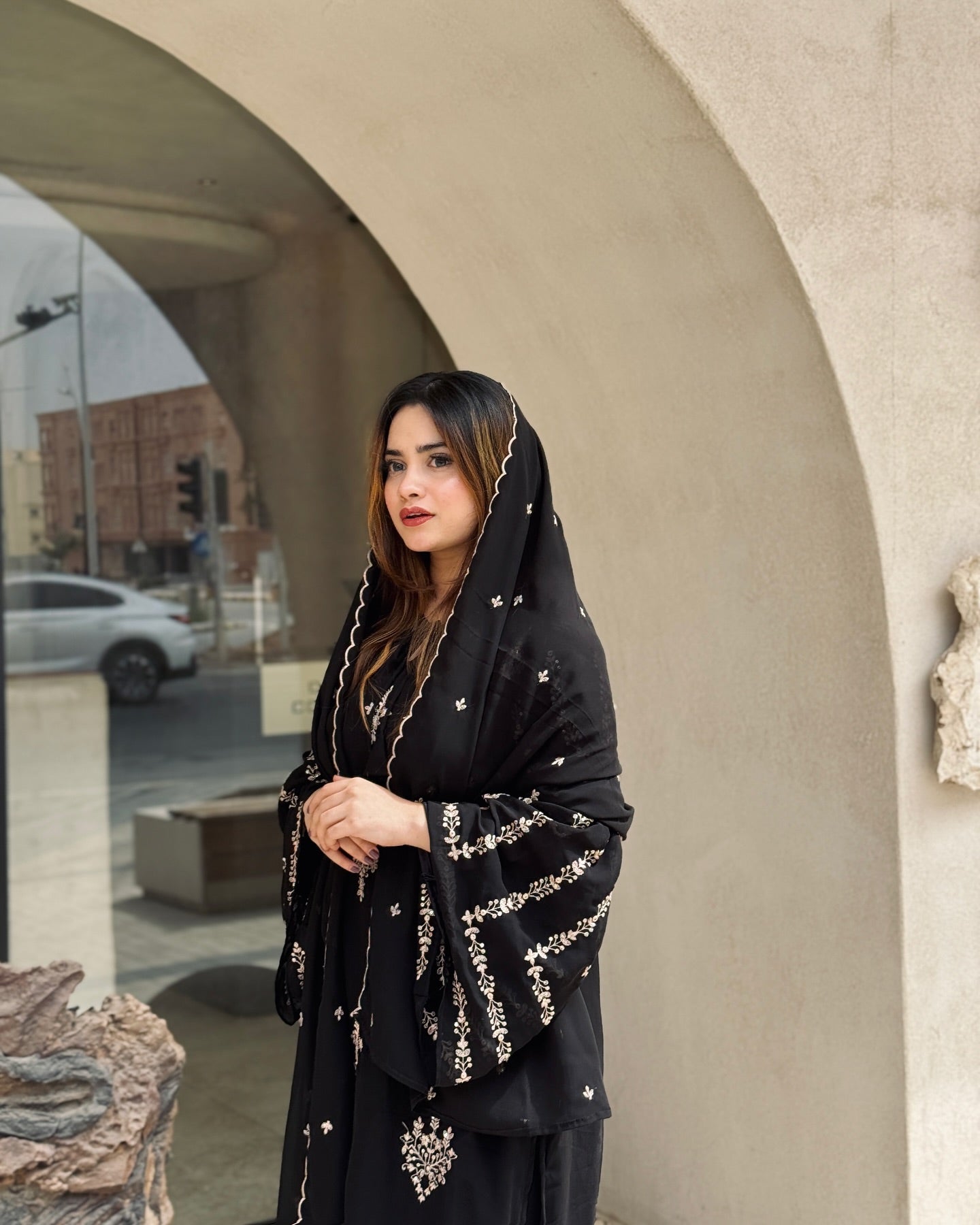 Noor Zara Heavy Faux Georgette Black Suit Set