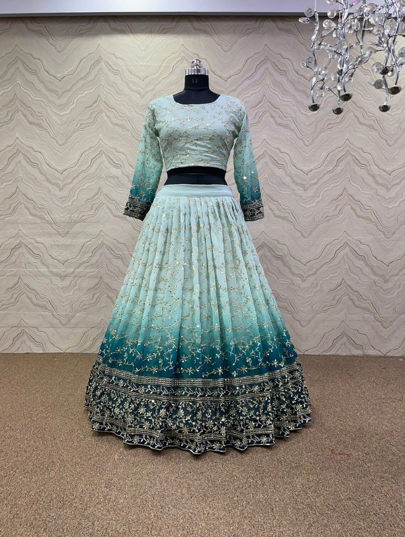 Designer Party Wear Digital Printed And Fancy Embroidery Lehenga
