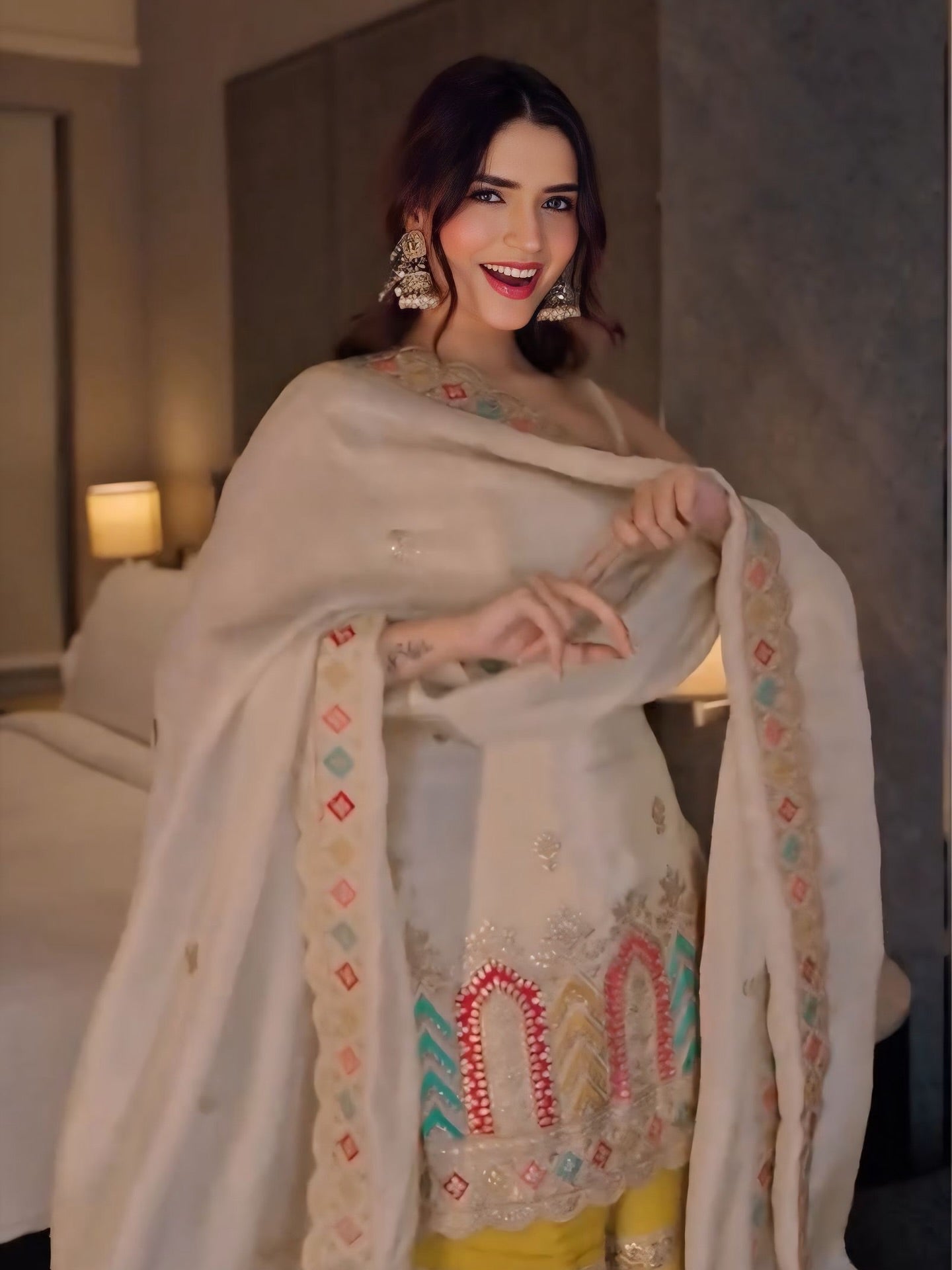 Festive Wear Embroidered Sharara Suit with Dupatta
