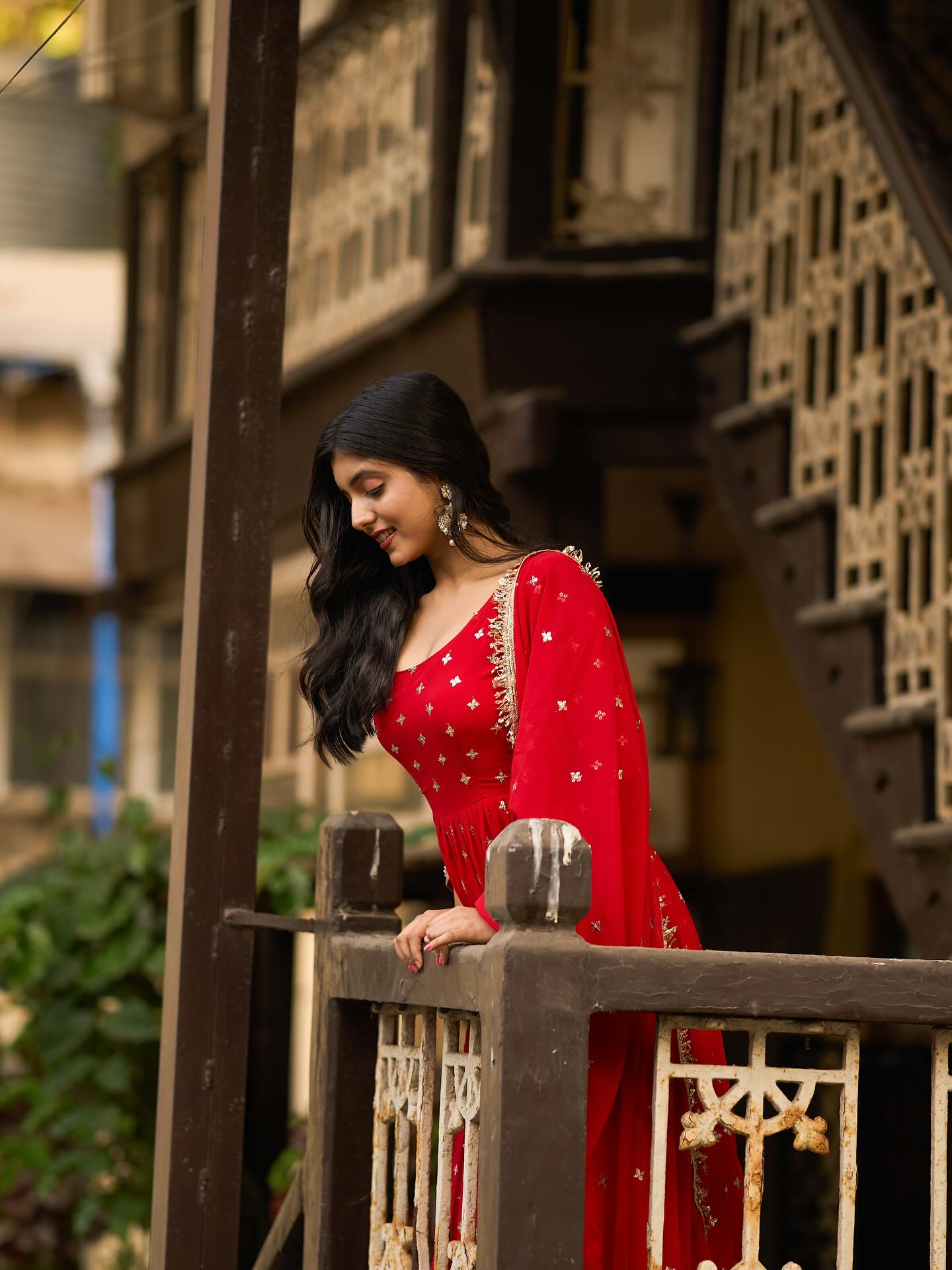 Radiance Red Anarkali Suit with Dupatta – Perfect Durga Puja & Karwa Chauth Dress