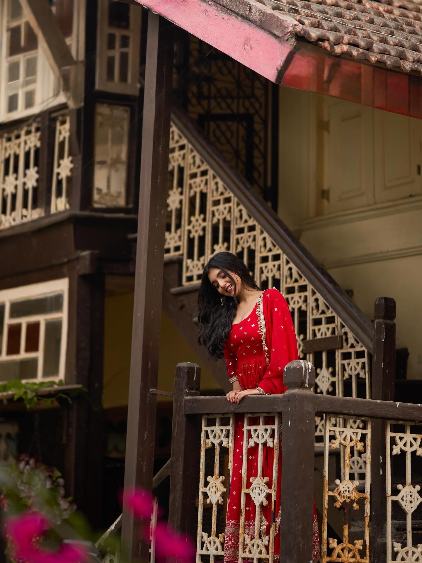 Radiance Red Anarkali Suit with Dupatta – Perfect Durga Puja & Karwa Chauth Dress