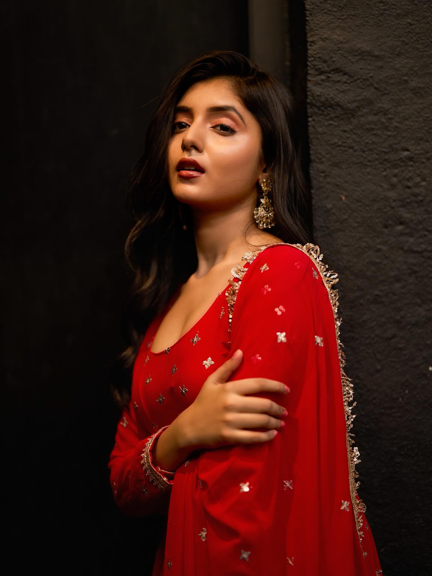 Radiance Red Anarkali Suit with Dupatta – Perfect Durga Puja & Karwa Chauth Dress