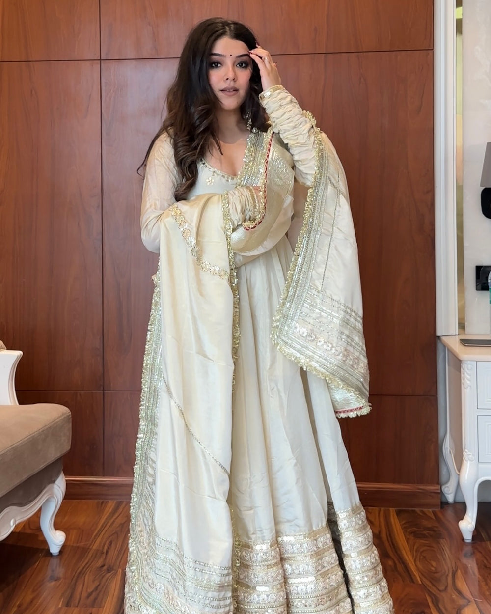 knee length dresses for ladies Dusty and Pastel Sky Long Anarkali Gown for Festival and Party for – 24th  Spoke main image 0