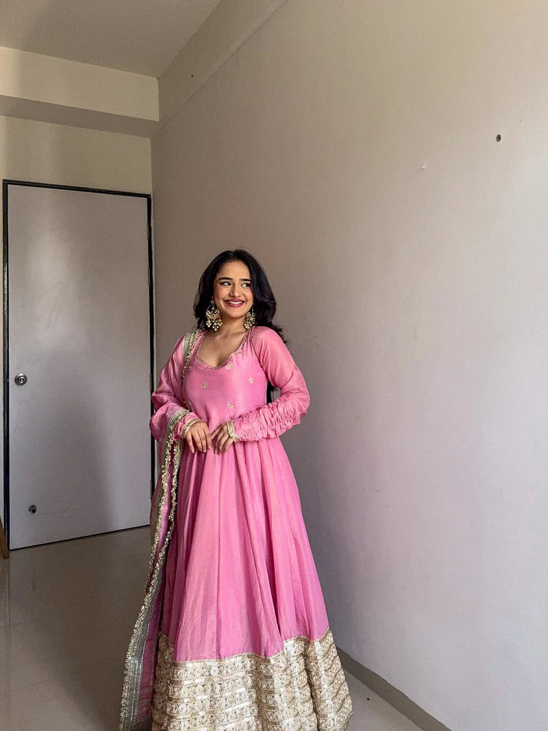 Nargis Pink Premium Anarkali Suit Set