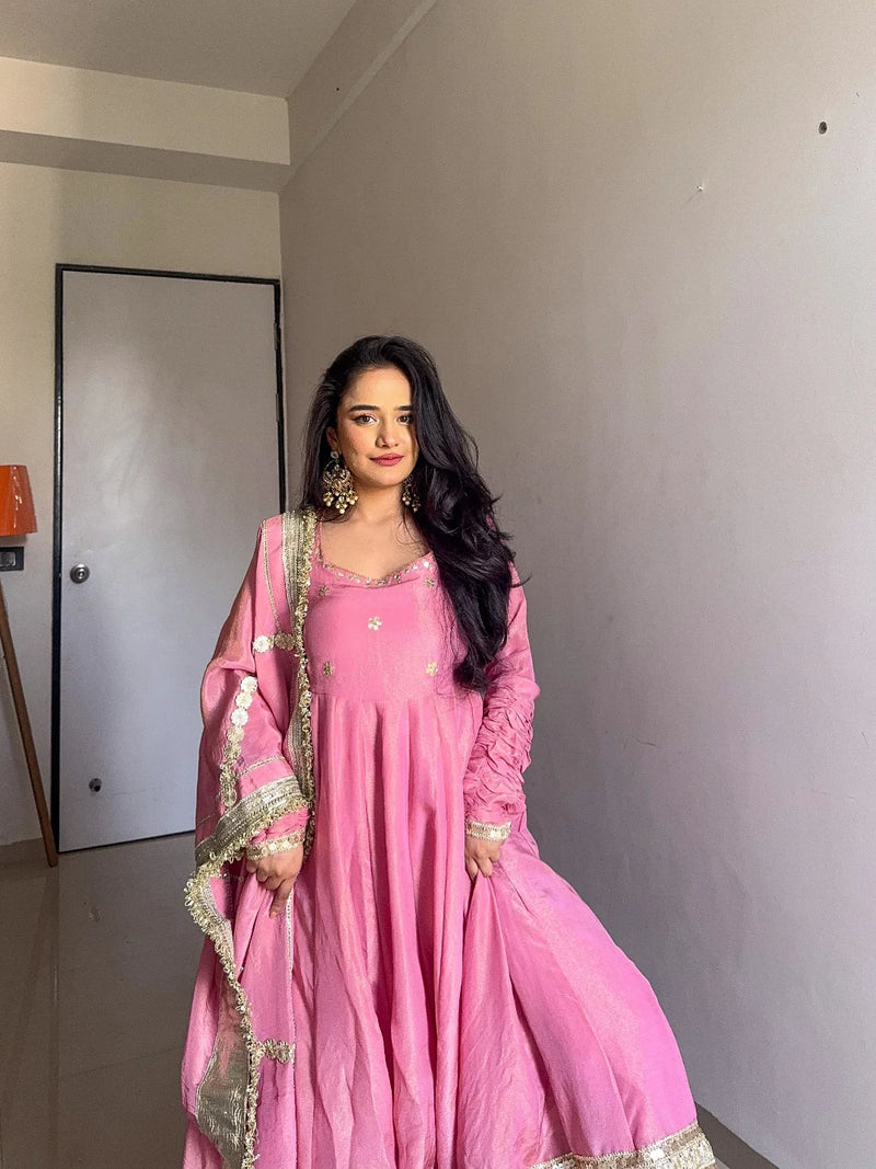 Nargis Pink Premium Anarkali Suit Set
