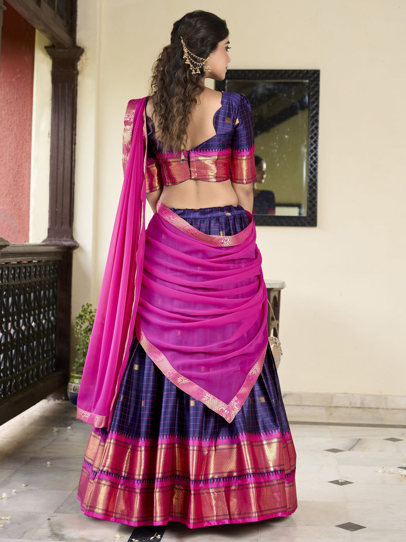 Navy Blue Color Cotton Silk Designer Lehenga Choli